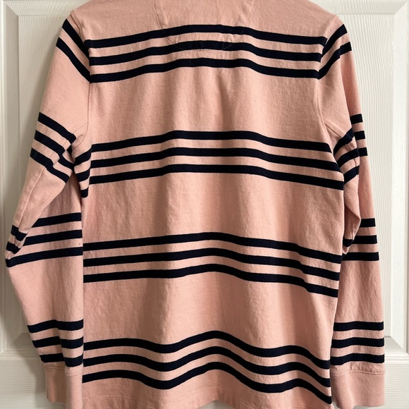 Women’s Land’s End classic rugby, Pink & Navy stripes, size Large - Picture 2 of 5